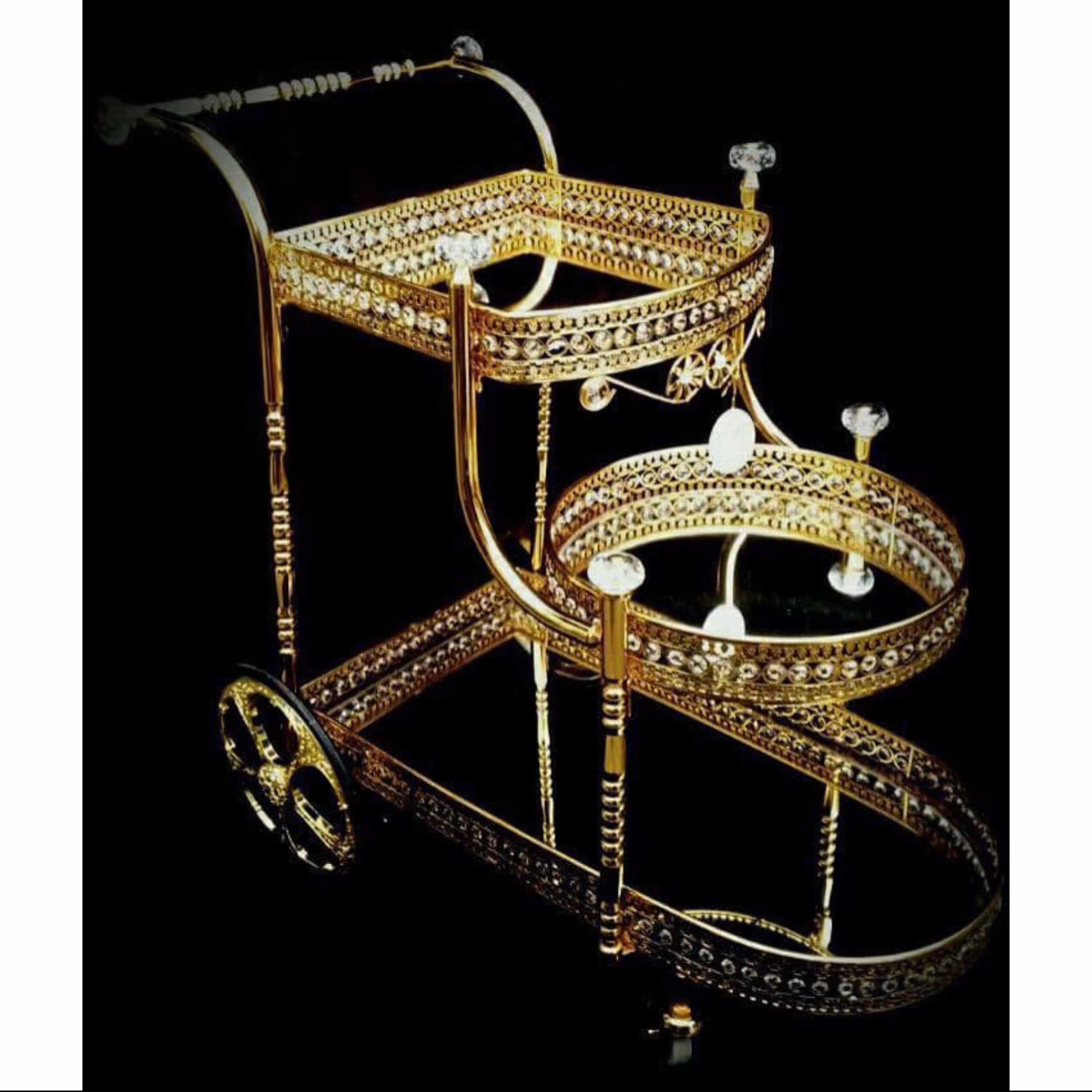 میز 3 طبقه چرخدار دور نگین