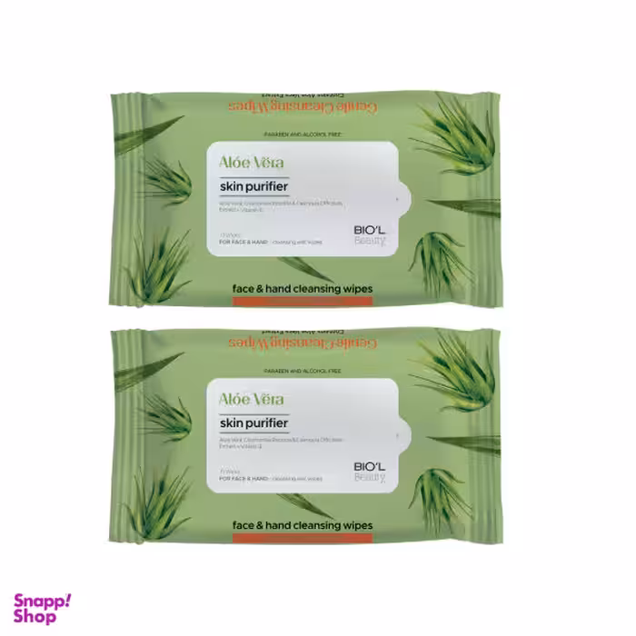 دستمال مرطوب بیول (Biol) مدل آلویه ورا مجموعه 2 عددی