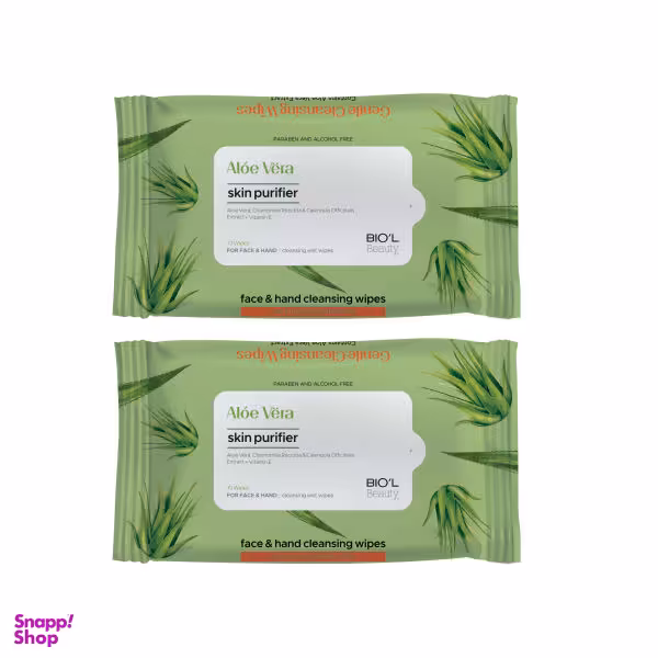 دستمال مرطوب بیول (Biol) مدل آلویه ورا مجموعه 2 عددی