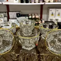 بستنی خوری کریستال لب طلا 6عددی