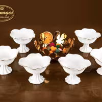 بستنی خوری سفید خط طلا لیمون 