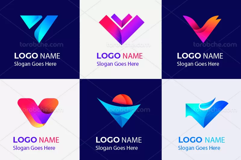 وکتور لوگو با حرف V | گرافیک با طعم تربچه