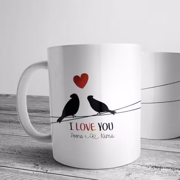 ماگ سرامیکی طرح پرنده عاشق کد707