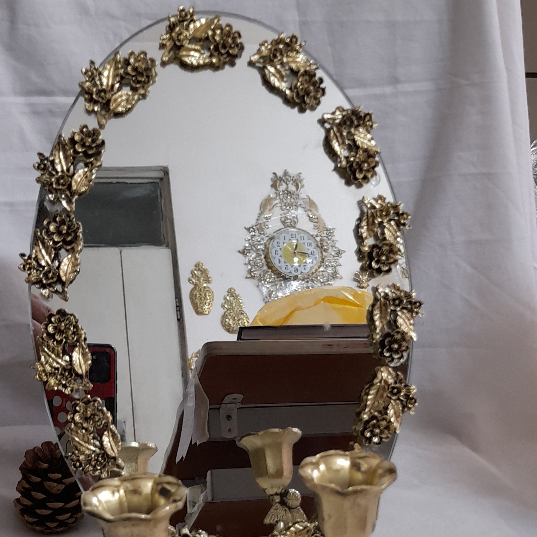 آیینه شمعدان هفت سین(بله برون) طرح برنز