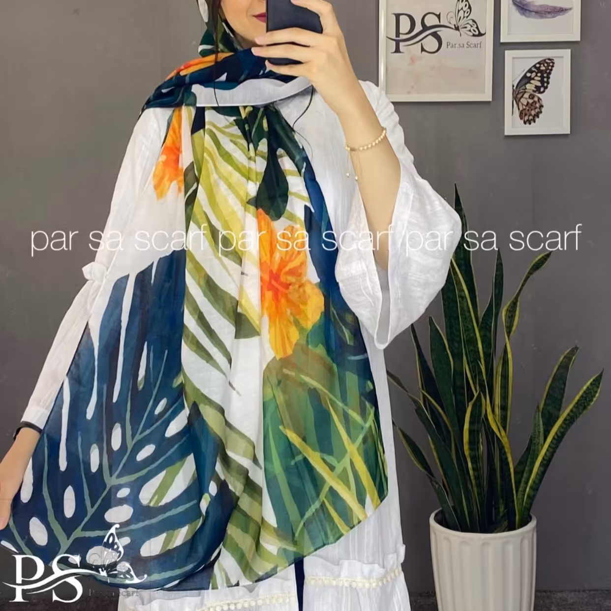 شال نخی هاوایی با رنگ آبی و کیفیت بی نظیر