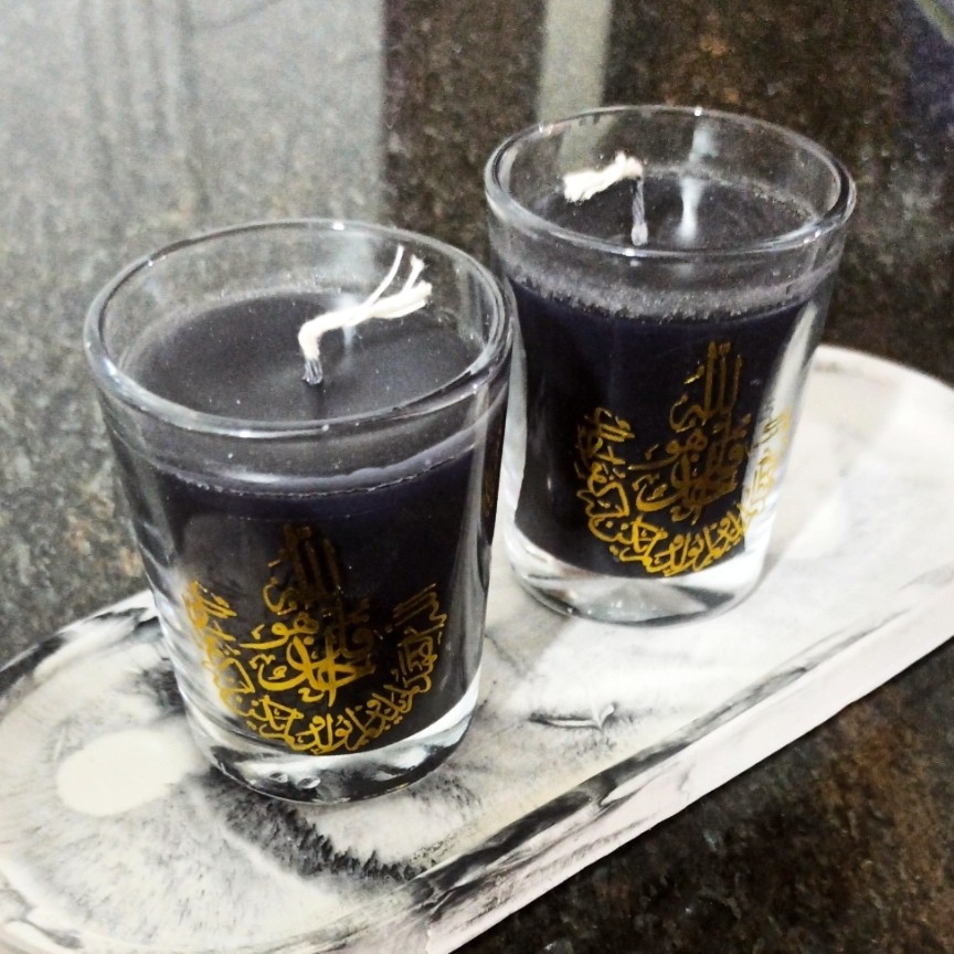 شمع مشکی شیشه ای 