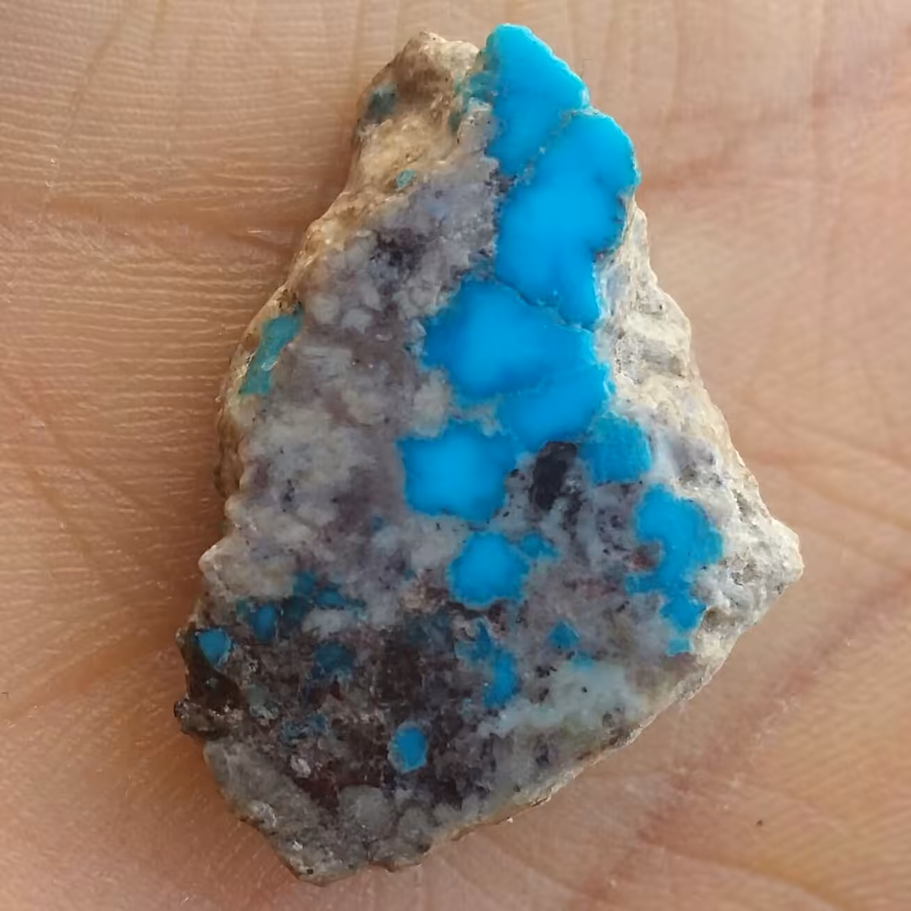 اسلایس سنگ راف فیروزه آبی عنکبوتی اصل نیشابور 100 در 100 طبیعی شاهکار خلقت