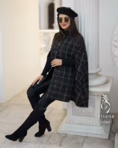 پانچو بافت زنانه پشمی مدل توسا