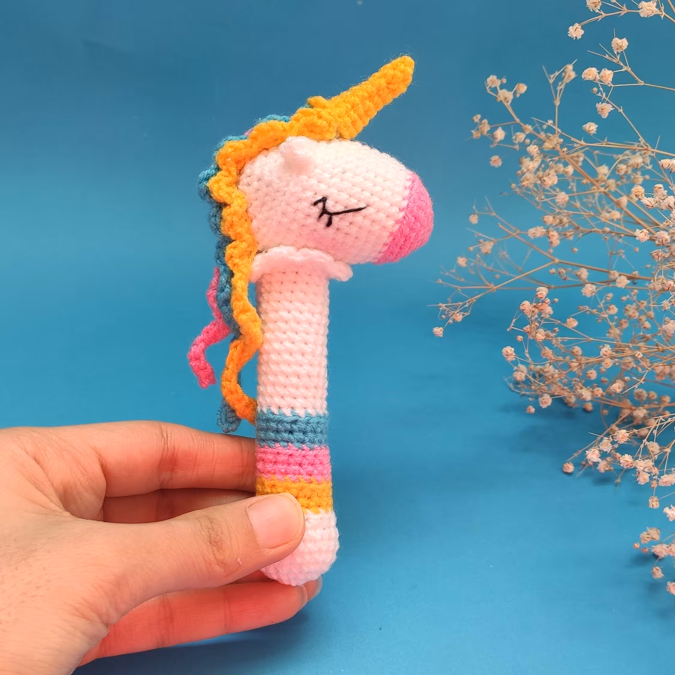 جغجغه عروسکی تک شاخ یونیکورن نوزاد