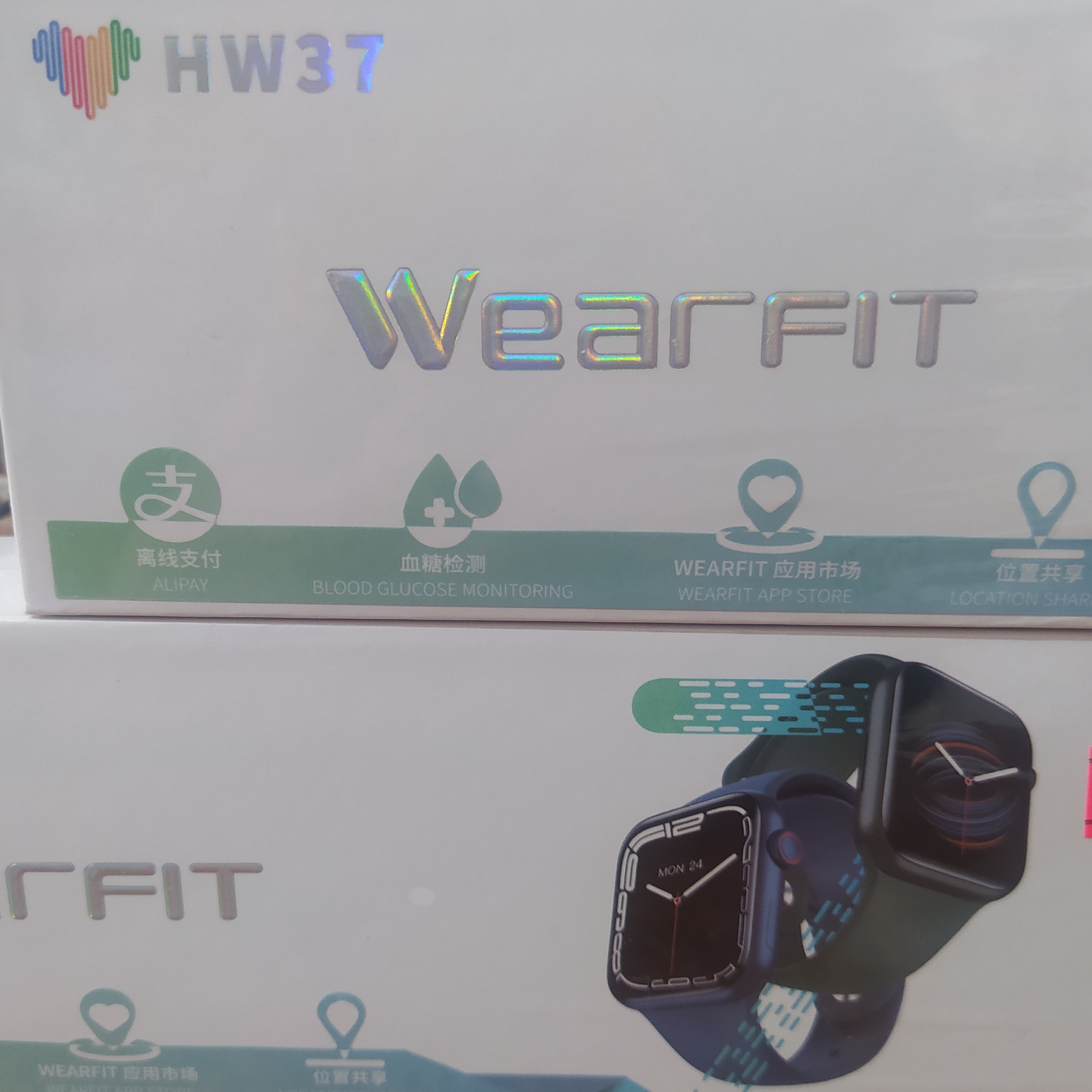 ساعت هوشمند smart watch hw37 آبی 44میل wearfirpro دسته سیلیکون اصل پلمپ