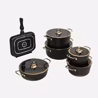 سرویس قابلمه 12 پارچه مشکی فلورانس درب فلت یونیک کد 8422