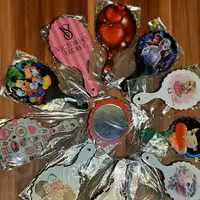 بسته 12 عددی آینه چوبی دسته دار در  طرح های مختلف