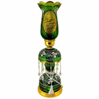 103262-لاله شمعدانی کوچک ارتفاع 46 قطر دهانه 11-سبز یا اباصالح المهدی عج و یا اباالفضل العباس ع-کنار منبری هیئت