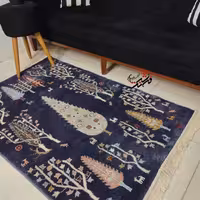 گلیم فرش ساوین طرح 3248 رنگ سرمه ای سایز 1.5*2.25