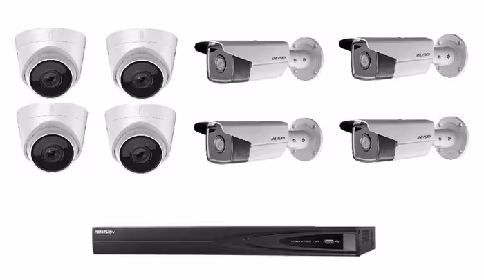 ضبط کننده ویدئویی تحت شبکه هایک ویژن مدل DS-7608NI-Q1 همراه با هشت دوربین