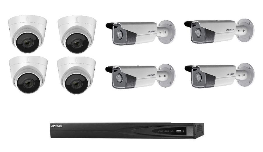 ضبط کننده ویدئویی تحت شبکه هایک ویژن مدل DS-7608NI-Q1 همراه با هشت دوربین