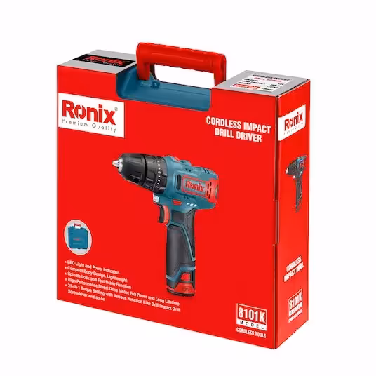  کیت دریل پیچگوشتی چکشی شارژی   8101K رونیکس

12 ولتی 