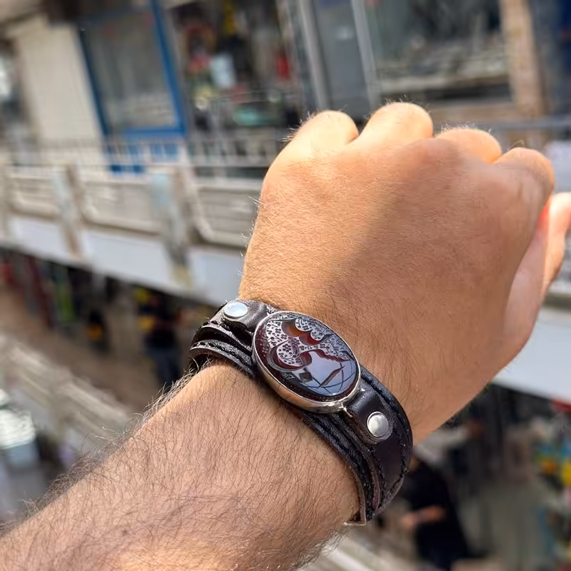 چرم اصلی نقره اصلی خط استاد جواد عقیق سرخ 