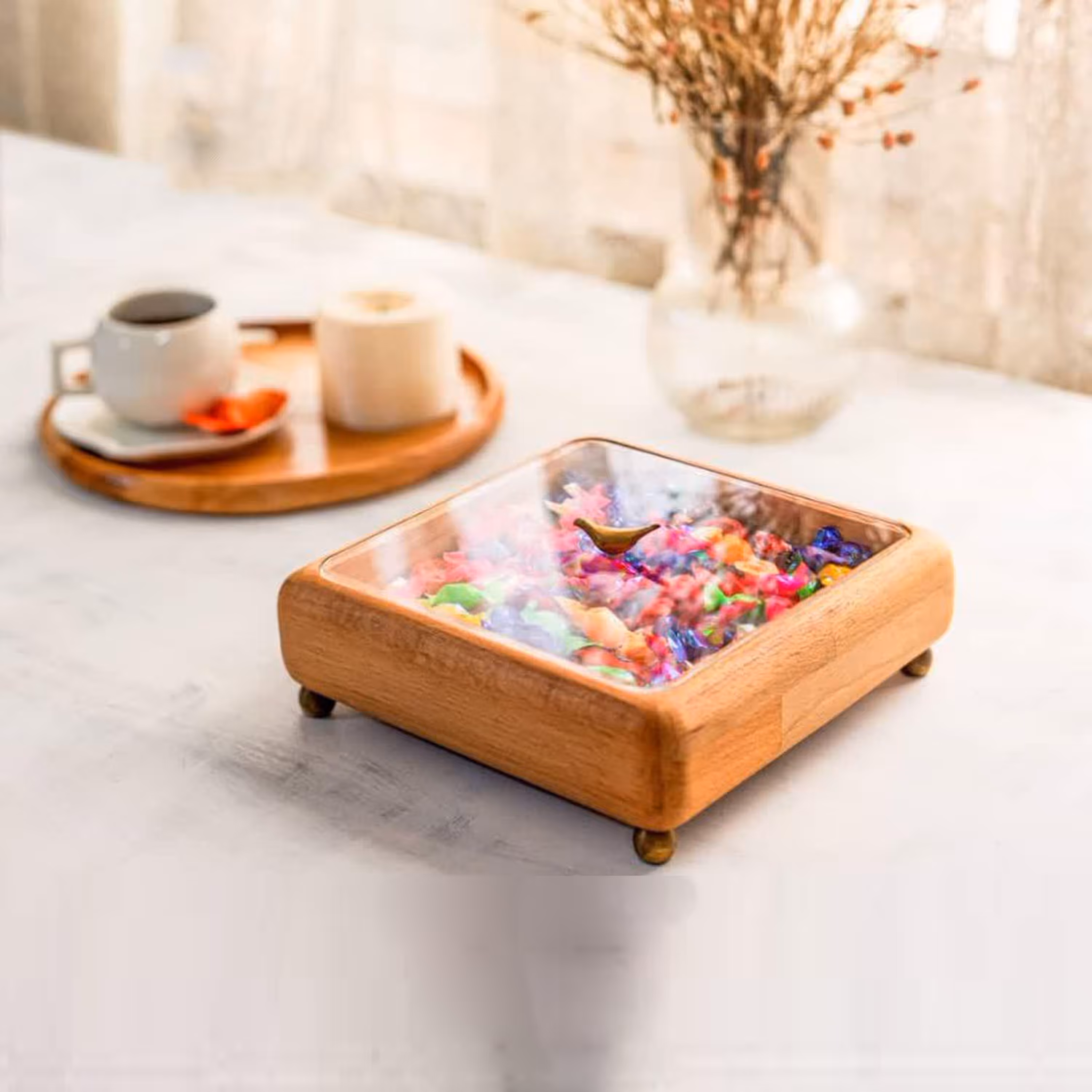 جعبه پذیرایی یا تی بگ چوبی کد 11048