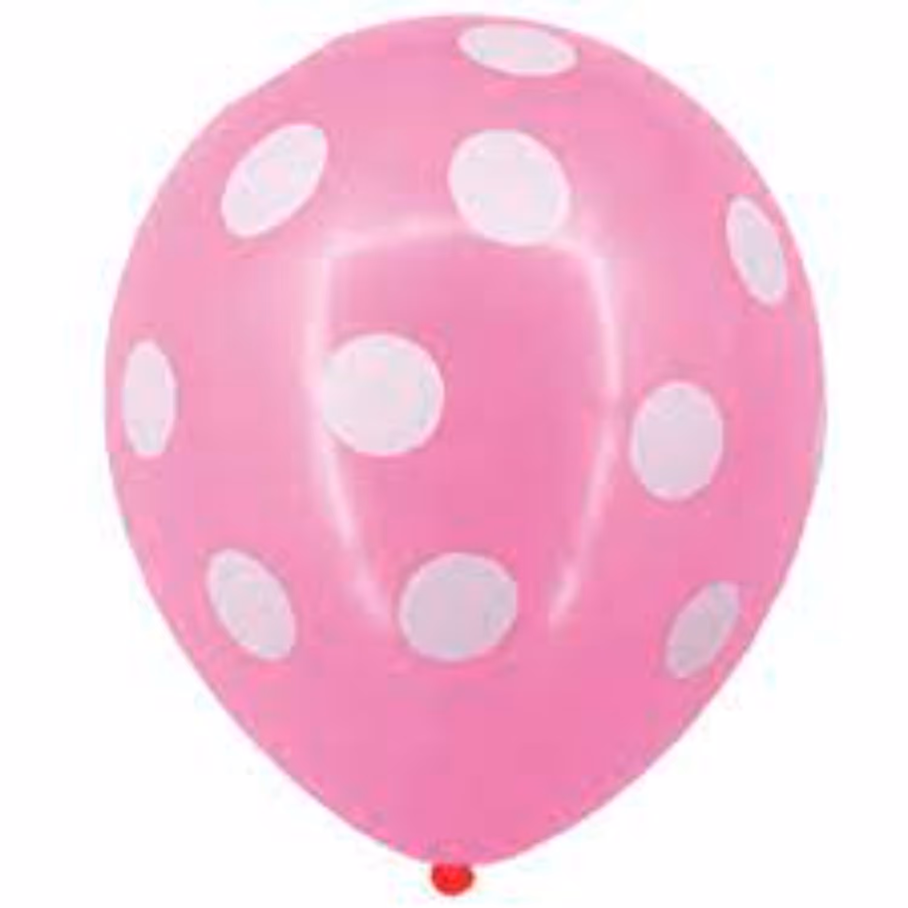 بادکنک صورتی خالدار سفید سایز 12 اینچ