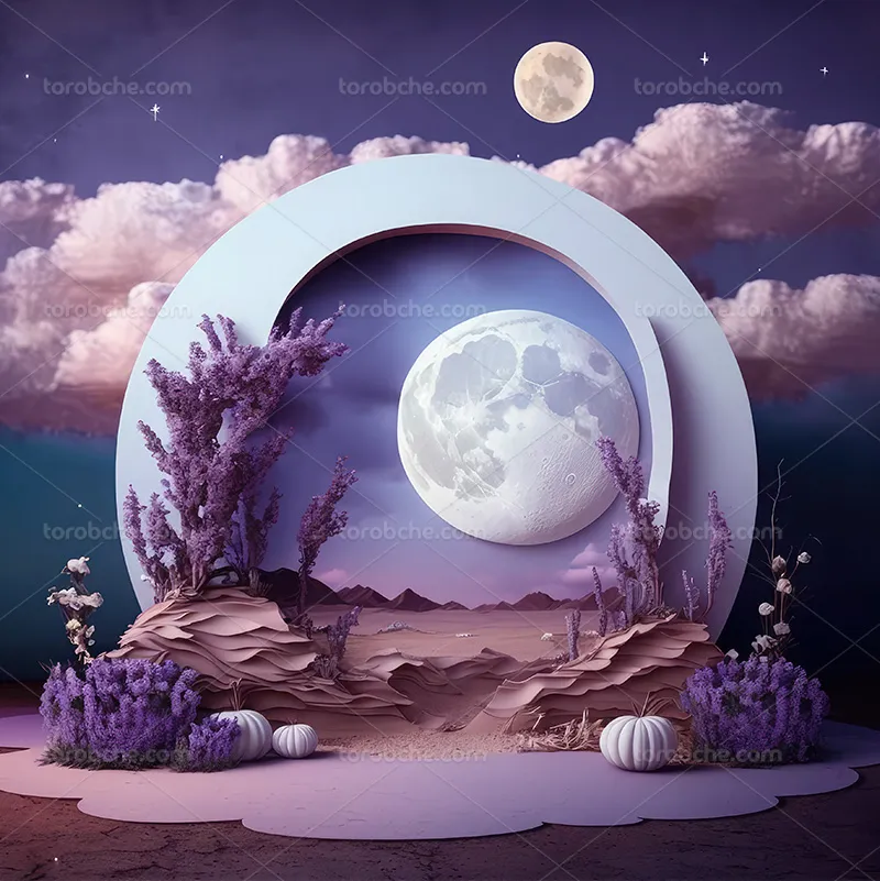 بک دراپ عکاسی با گل های بنفش | گرافیک با طعم تربچه