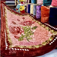 پتو نرمینه  یک نفره  مدل نرمین گلدار گلبرجسته ساکدار 