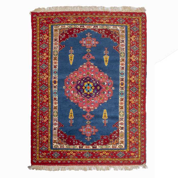 فرش دستباف ذرع و نیم چله و گل ابریشم اعلا کد 141