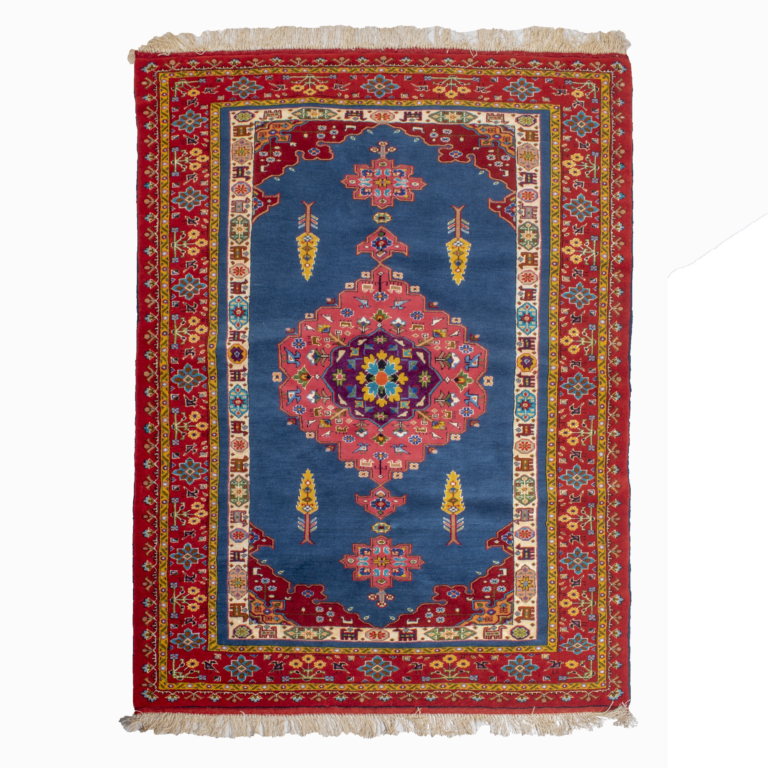 فرش دستباف ذرع و نیم چله و گل ابریشم اعلا کد 141