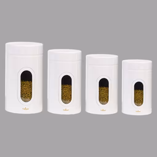 ظرف حبوبات در 4 سایز پنجره دار سفید یونیک UN-5995