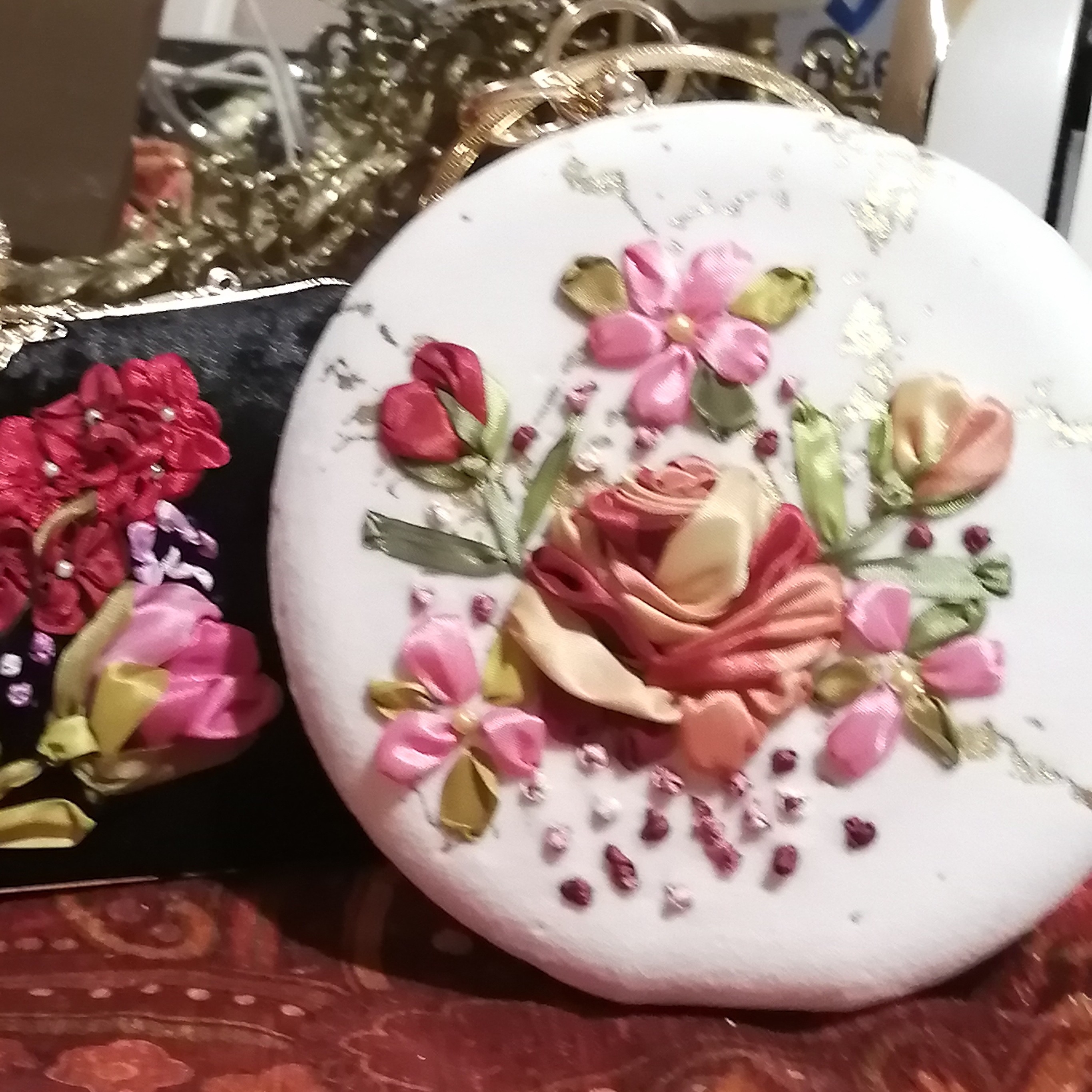 کیف دهانه دار دسته حلقه ای. النگویی . روباندوزی