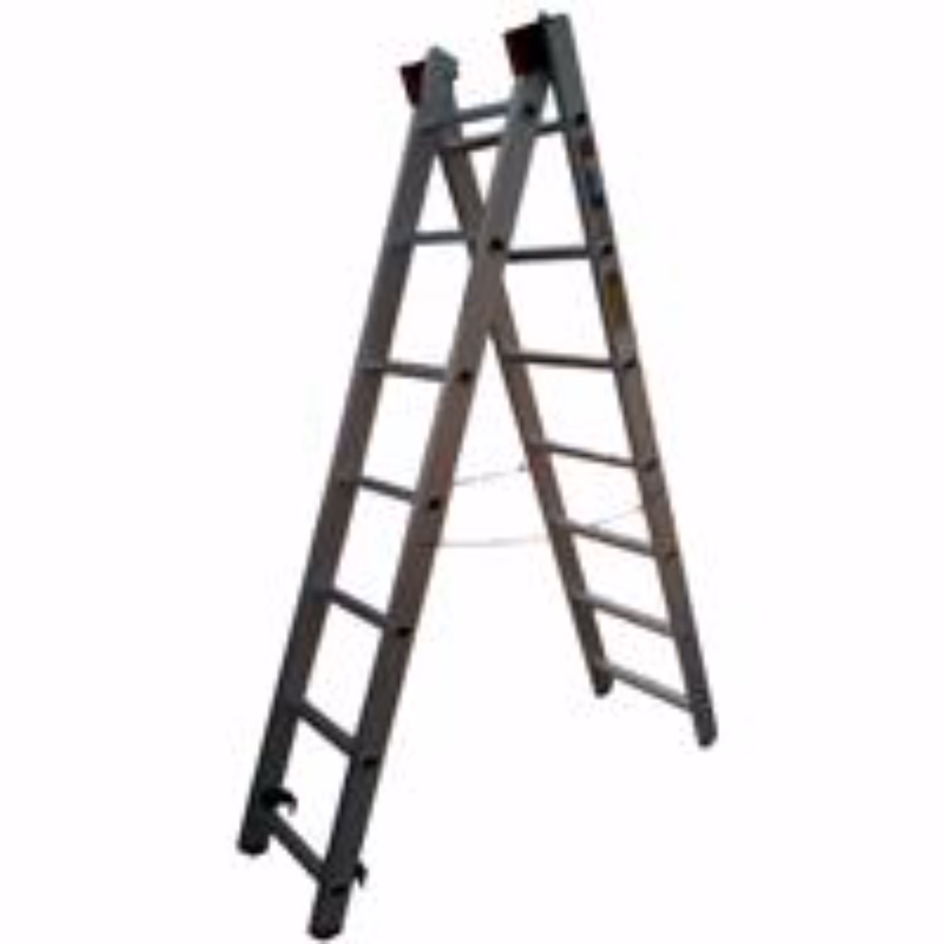 نردبان 4 متری 2 تکه مخابراتی ریلی آلومینومی بسیار مستحکم با پایه تعادل 14 پله اکسلنت آلوم پارس پله با پله 3 سانتی 