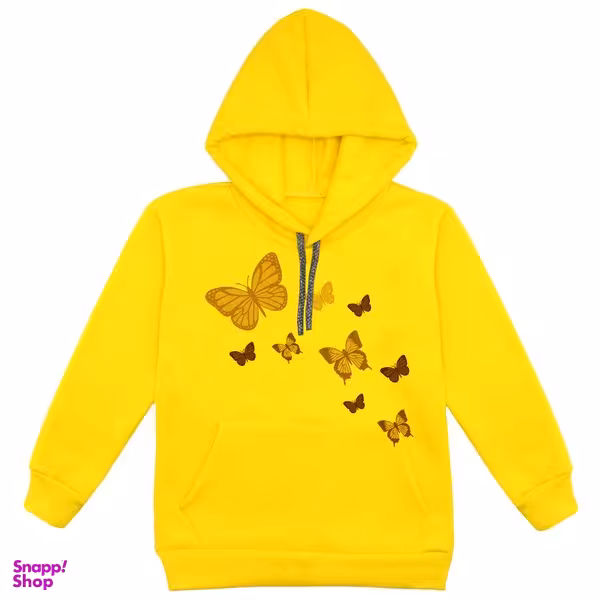 هودی دخترانه مدل پروانه F18 رنگ زرد