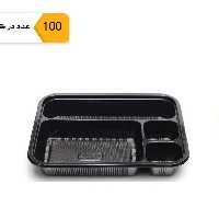 ظرف غذا یکبارمصرف چهارخانه درب دار کارتن 100 عددی