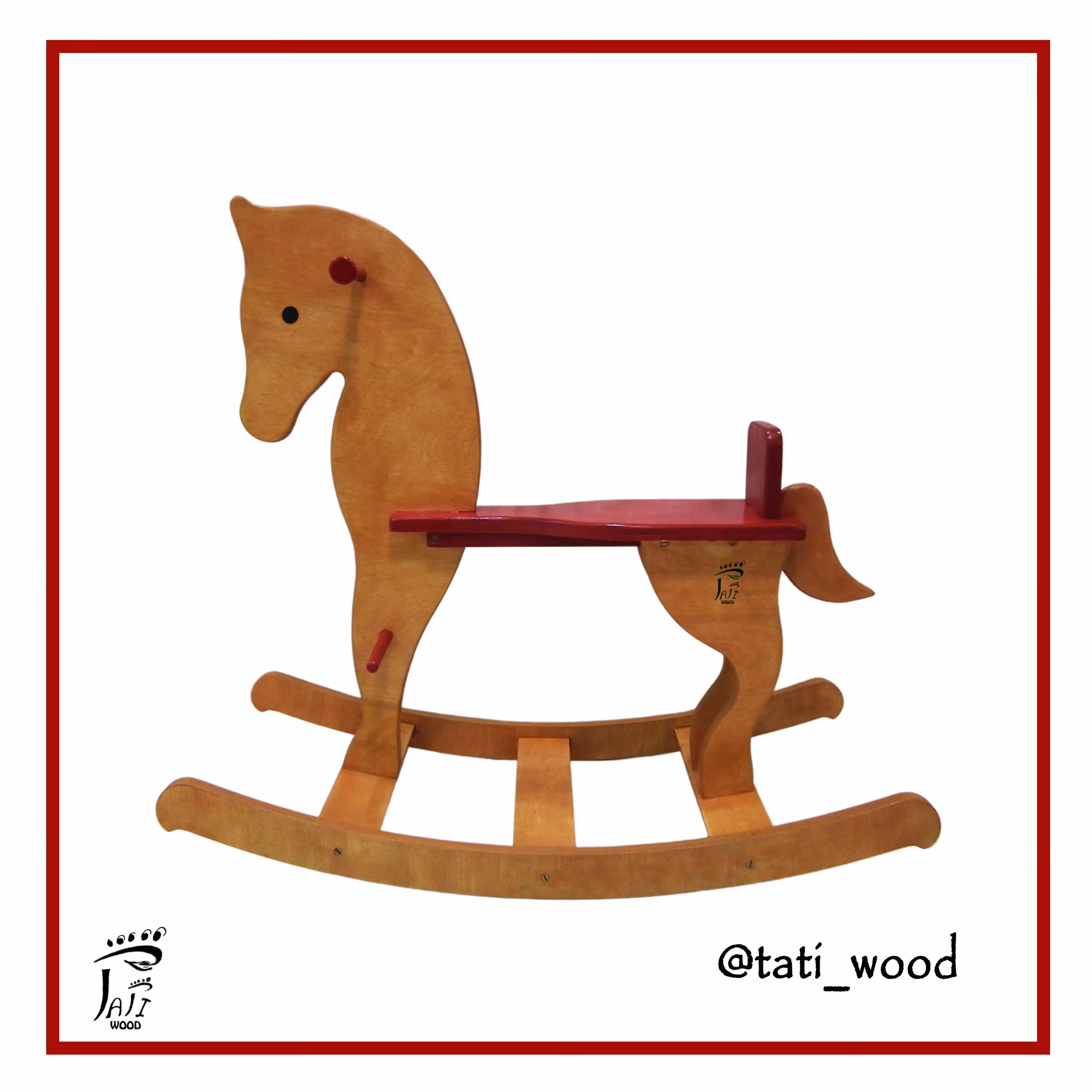 راکر اسب چوبی،خودرنگ تماماً ساخته شده از چوب طبیعی باکیفیت بالا تخته چندلای روسی
