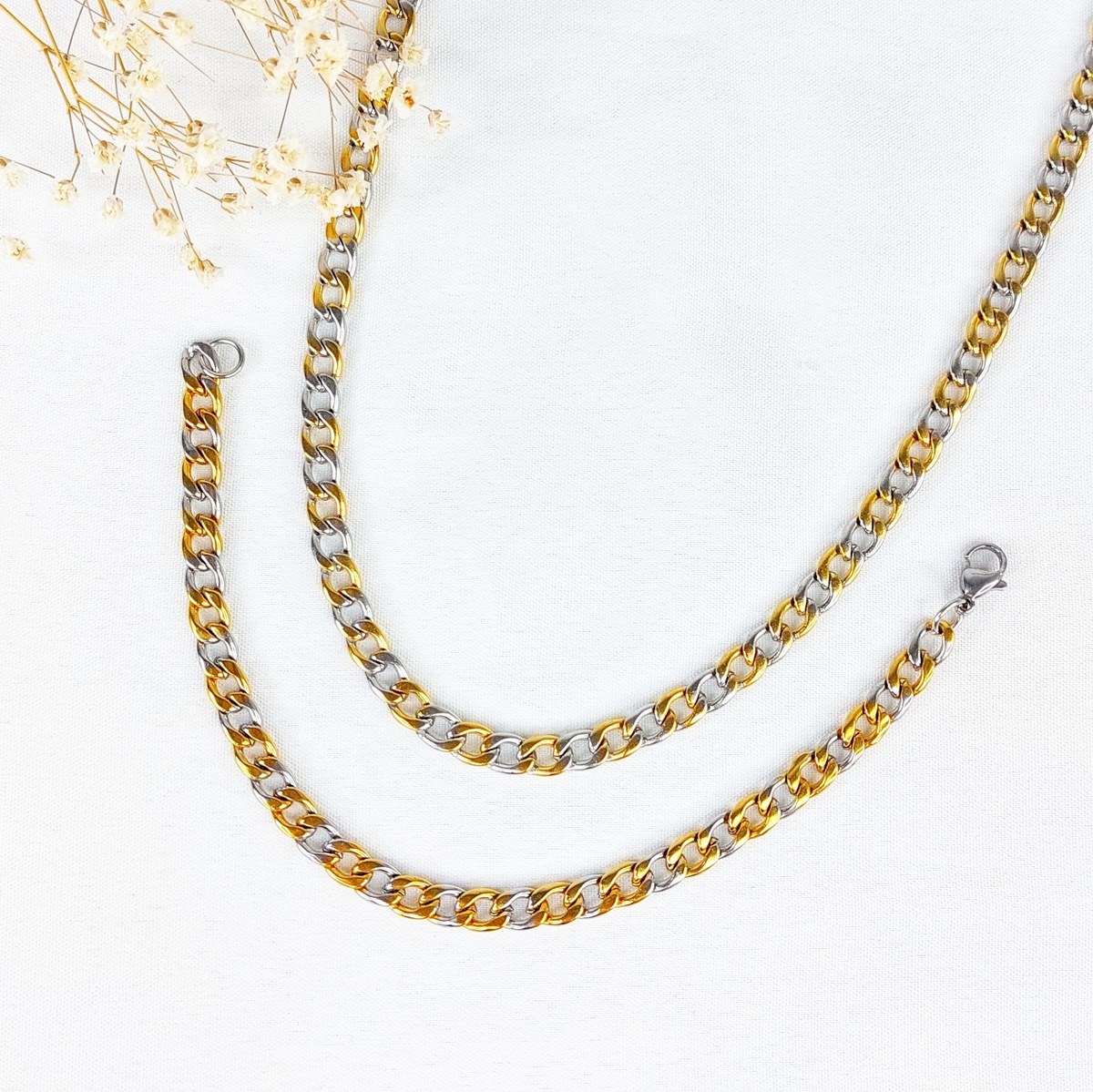 ست استیل کارتیه دستبند و گردنبند با کد 11263