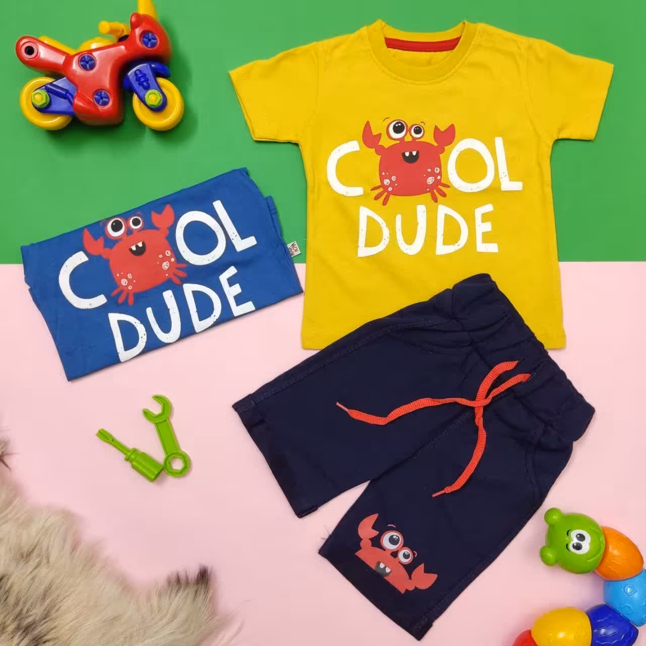 تیشرت شلوارک پسرانه نوجوان طرح خرچنگ