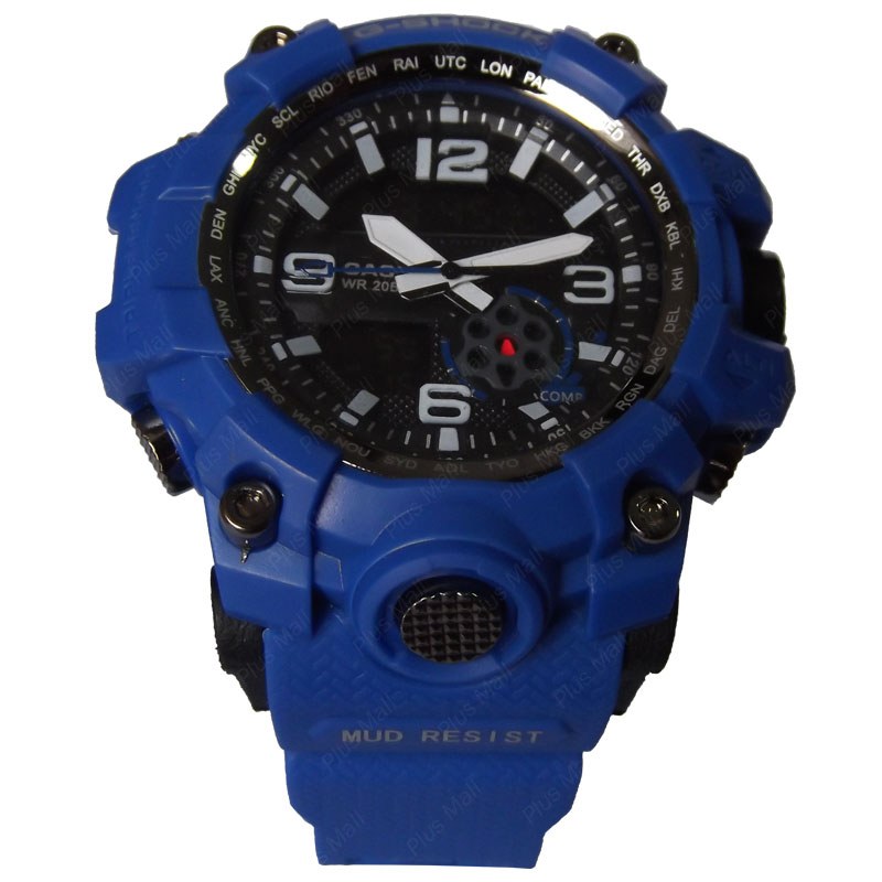 ساعت کاسیو جی شاک آبی کامل دو زمانه کد G Shock Blue 002