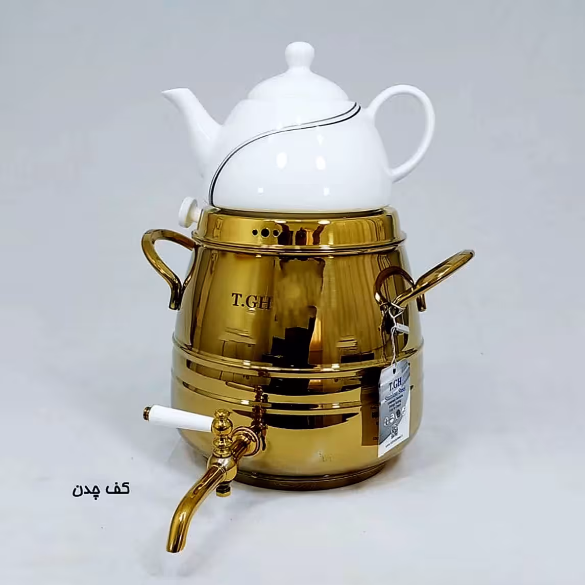 کتری و قوری کف چدن 5 لیتر قیطاسی T.GH کد 6022