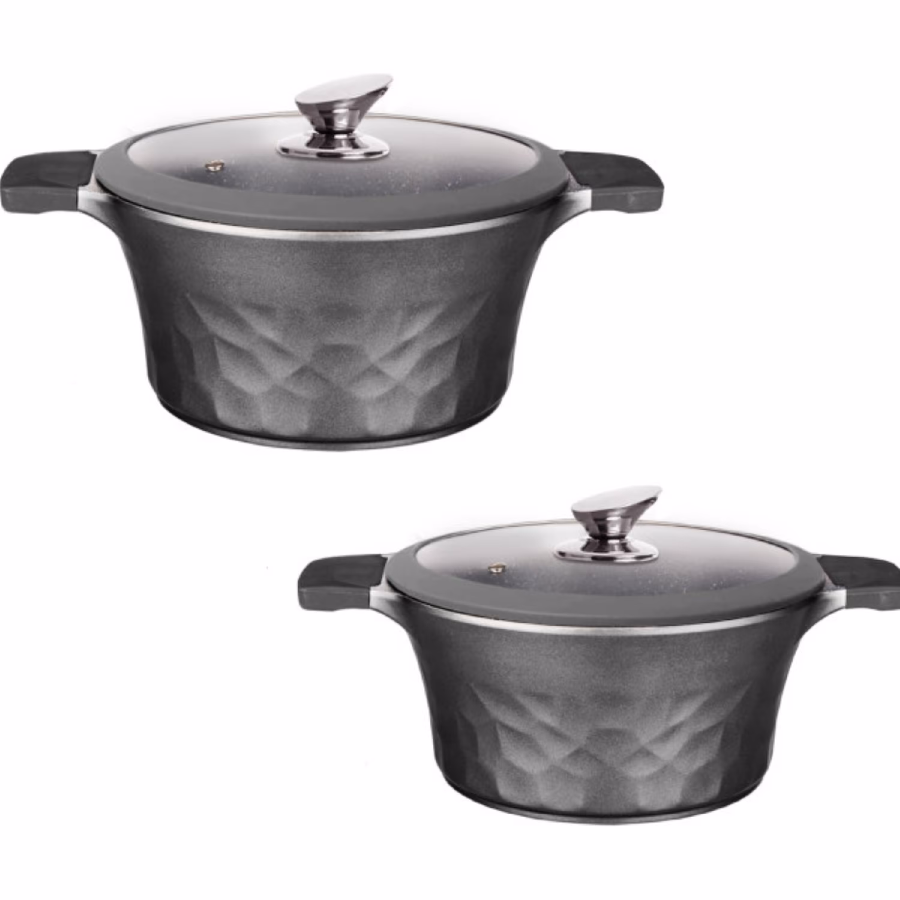 سرویس قابلمه 4 پارچه جی فی نی با پوشش چدن گرانیتی سایز 32 و 28