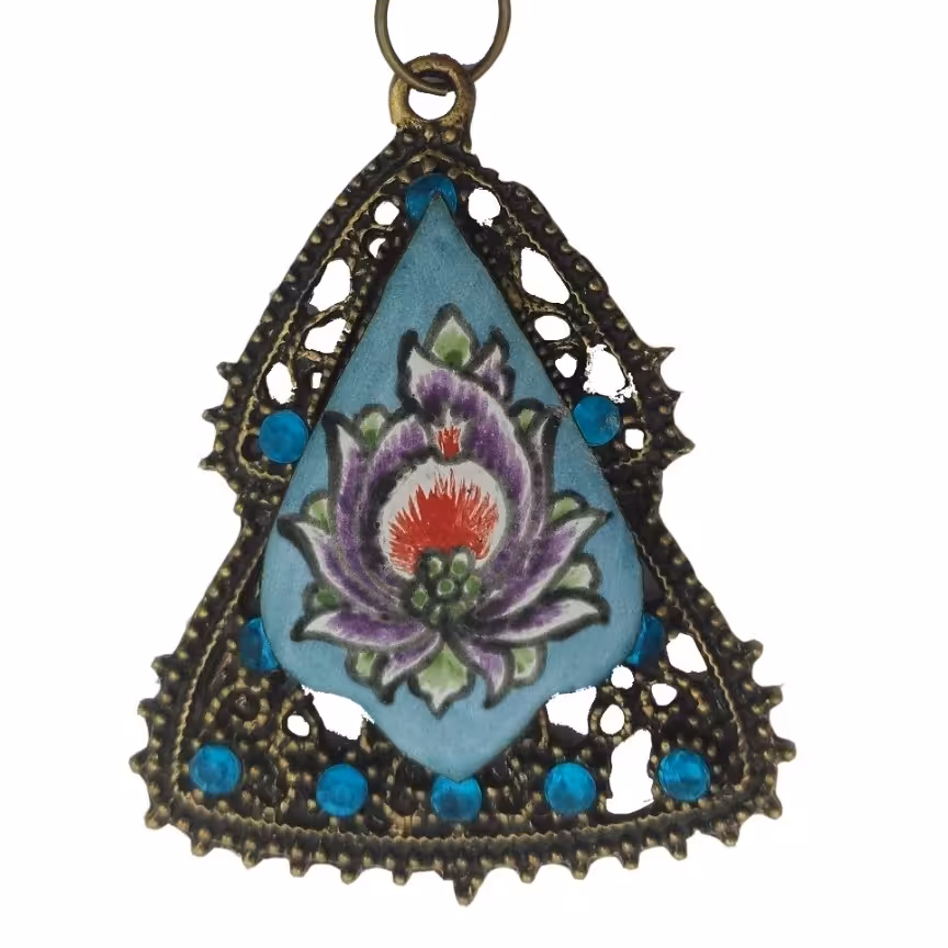 گردنبند رومانتویی دست ساز میناکاری مدل نورا