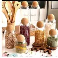 بانکه حبوبات چهار سایز دنیز با درب چوبینه