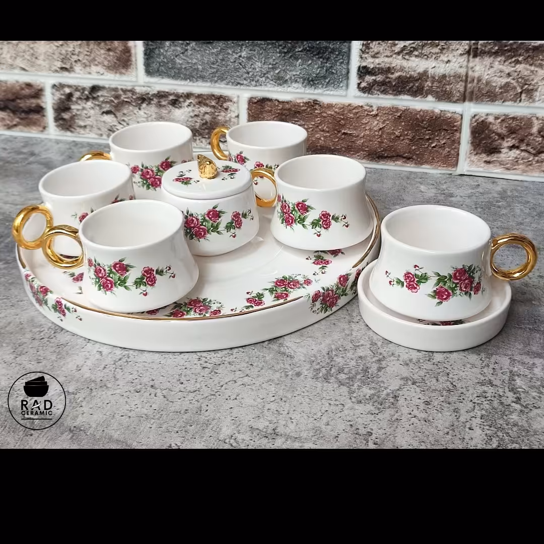 ست فنجان  گل سرخی 