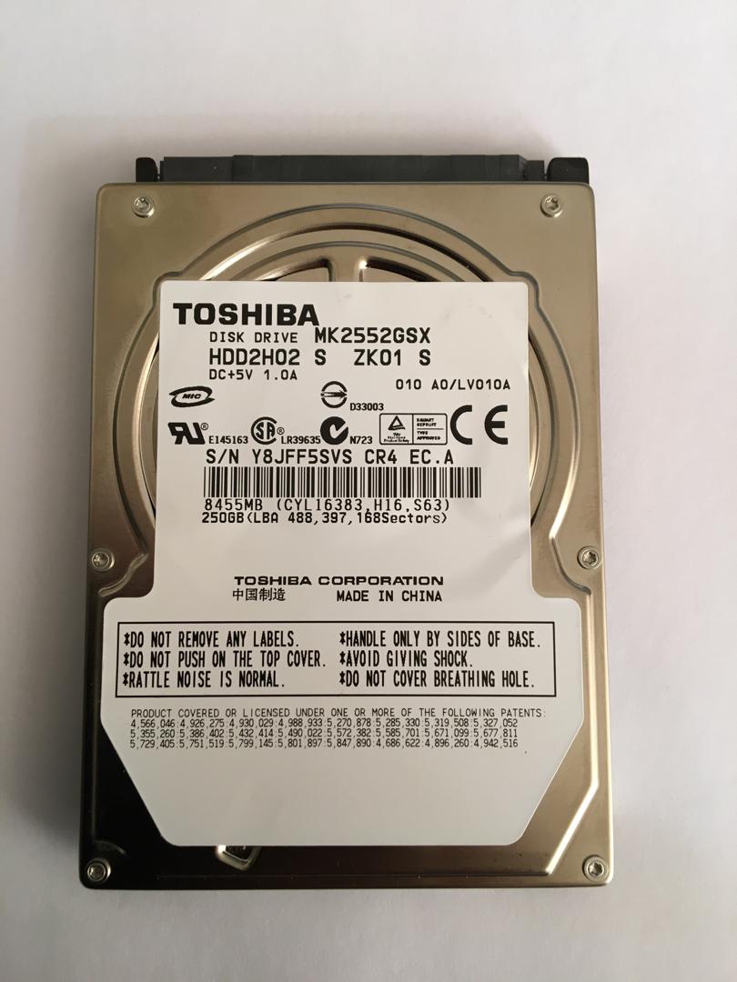 هارد لپتاپی دست دوم Toshiba 250GB SATAToshiba 25" SATA 250GB USED