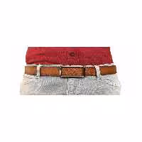 کمربند چند رنگ مردانه و زنانه چرم اصل جدید قهوه ای مایل به زرد با دوام سگک نیکل مشکی 4 سانتی متری GoDeri