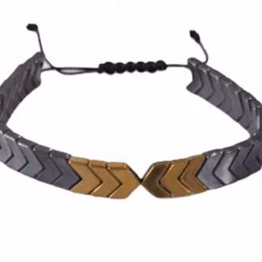 دستبند حدید مدل دو رنگ نخی کشویی