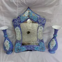 آینه میناکاری مینیاتوری یک جفت گلدان مینیاتوری 