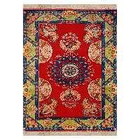 قالیچه دستبافت سه متری تربت جام چله ابریشم نقشه خاص