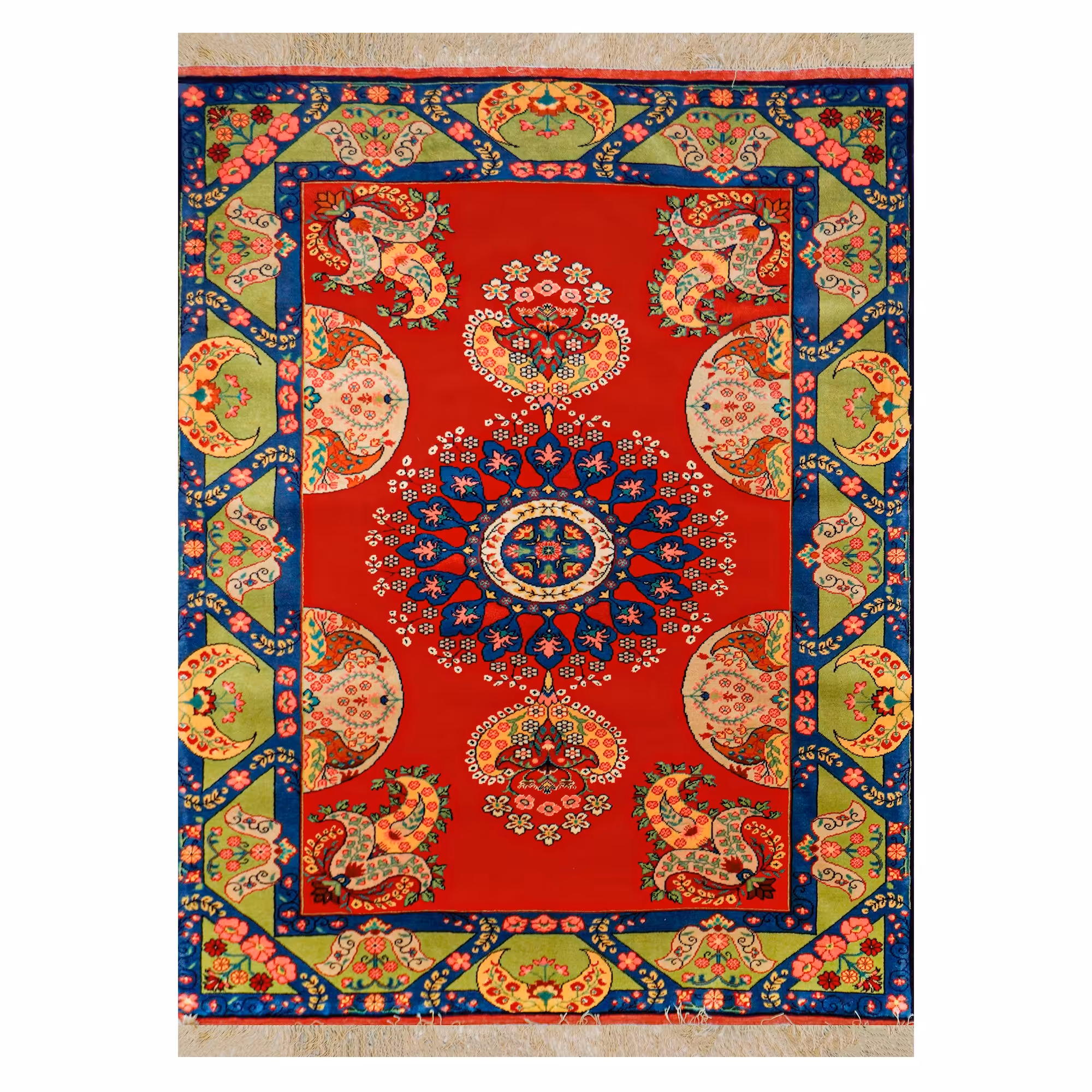 قالیچه دستبافت سه متری تربت جام چله ابریشم نقشه خاص