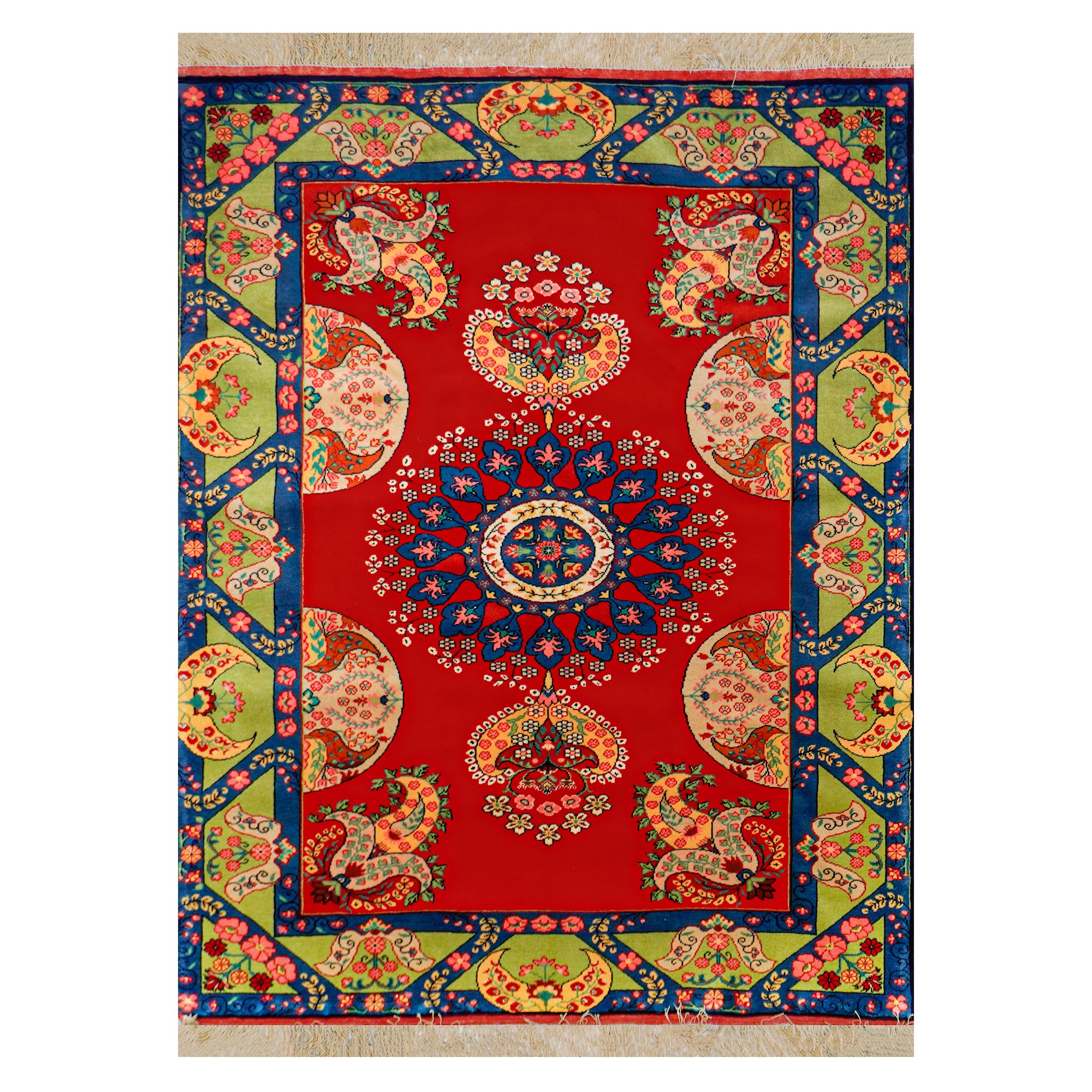 قالیچه دستبافت سه متری تربت جام چله ابریشم نقشه خاص