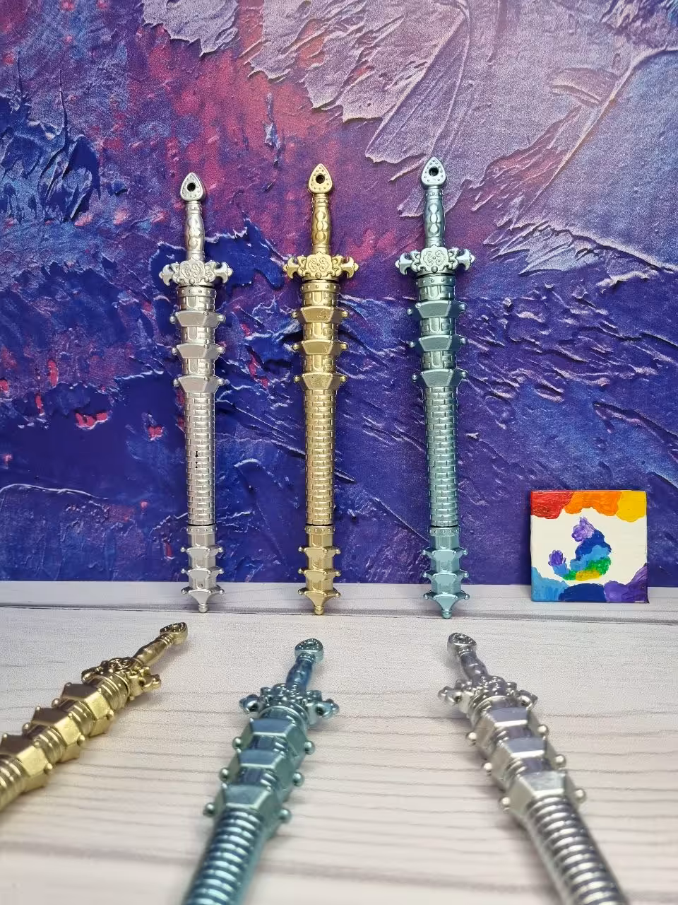 روان نویس طرح شمشیر چاقو در 3 رنگ با جوهر آبی